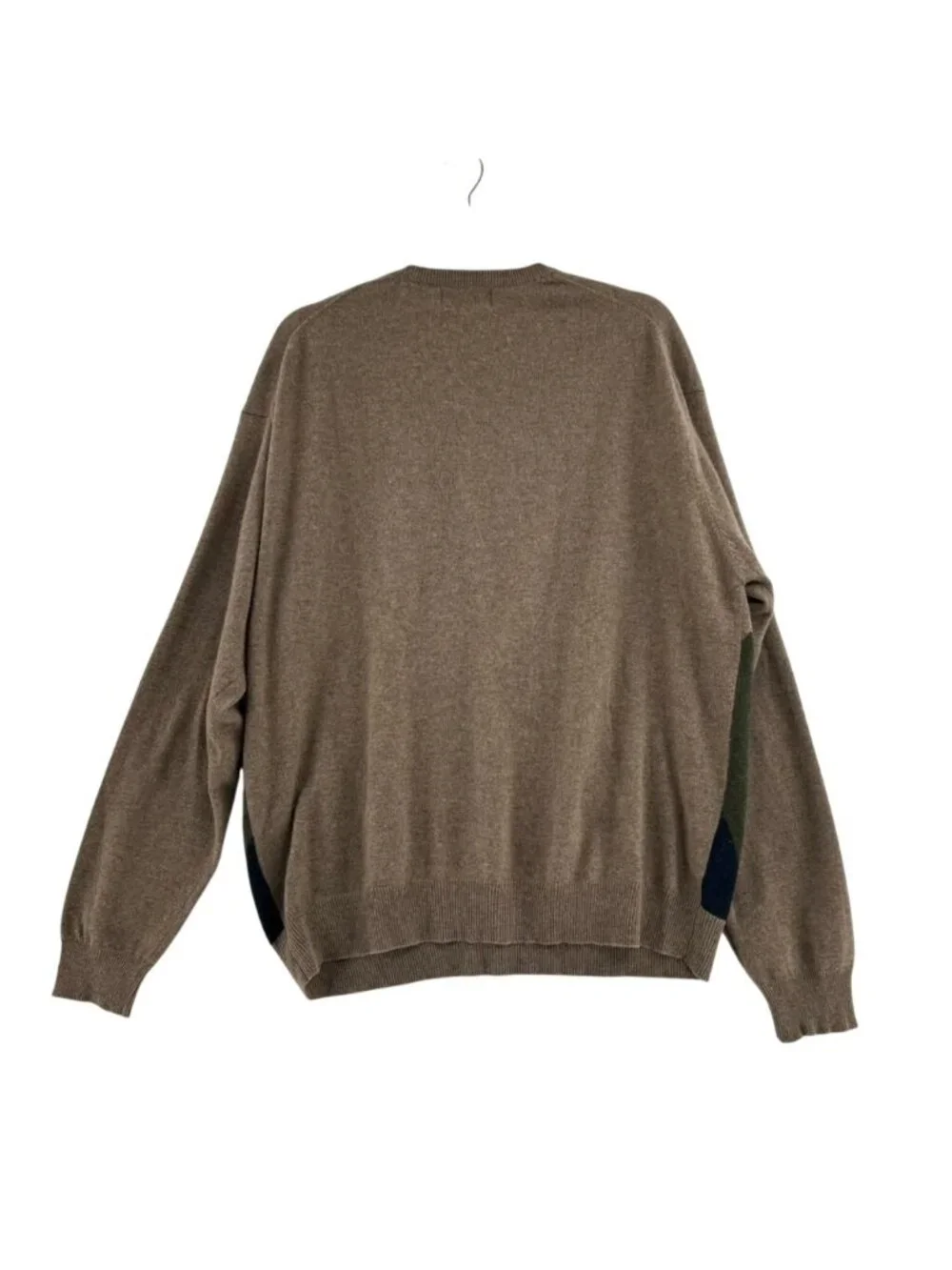 American Blue Pure Cashmere Sweater Mens XL Geometric Pattern V-Neck Long Sleeve